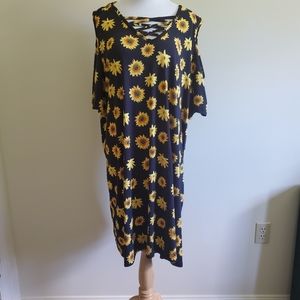 Cold shoulder sunflower dress